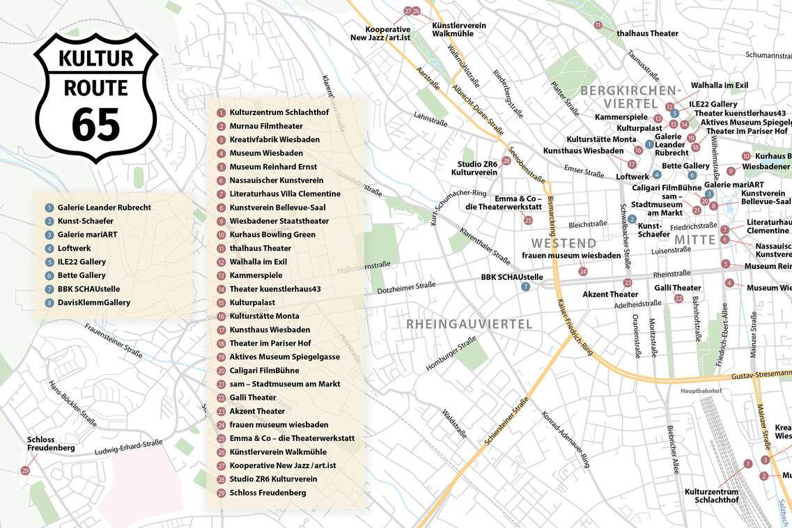 Karte mit Kulturinstitutionen