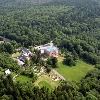 Gelände und Jagdschloss Platte aus der Luft