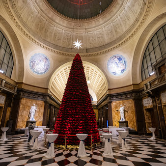 Kurhaus mit Weihnachtsbaum aus Weihnachtssternen