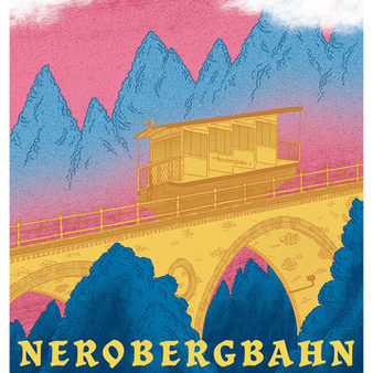 Bunte Posterreihe für Wiesbaden - Nerobergbahn