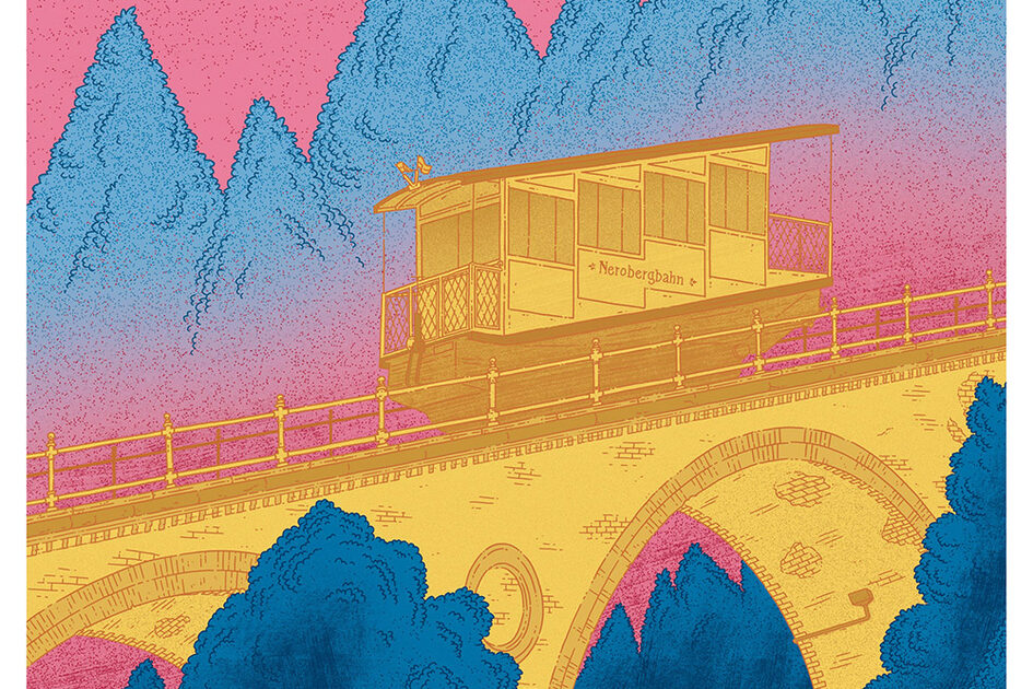 Bunte Posterreihe für Wiesbaden - Nerobergbahn