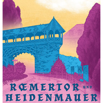 Bunte Posterreihe für Wiesbaden - Römertor und Heidemauer