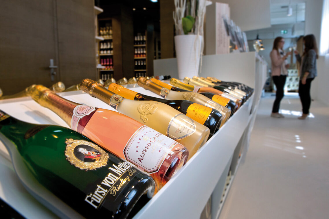 Sparkling wine bottles different variants