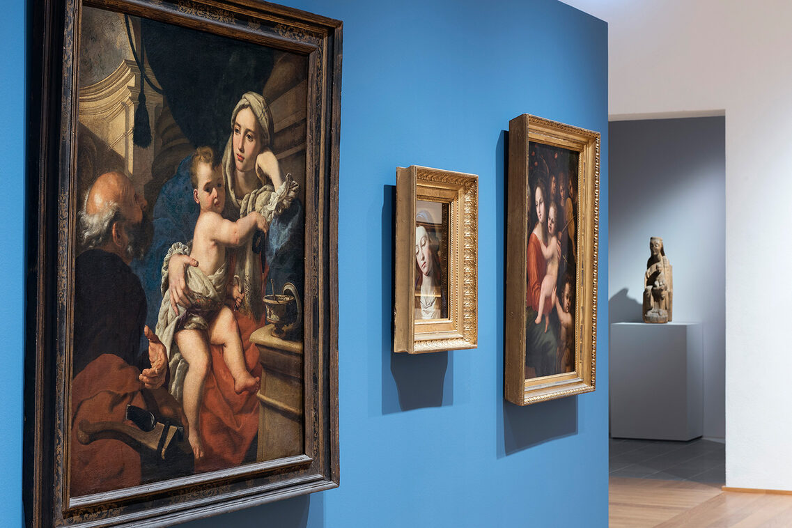 Painting on a blue wall