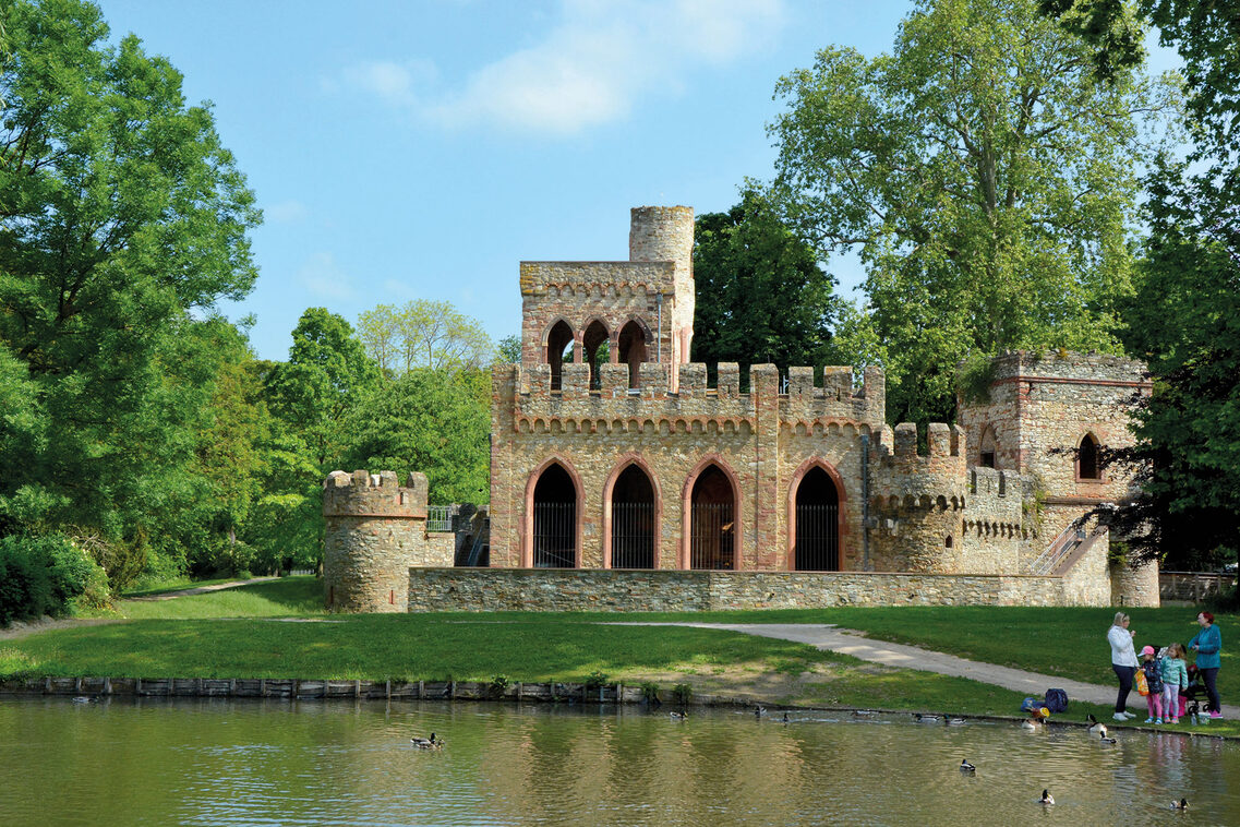 Small castle by the pond in Biebrich Palace Park