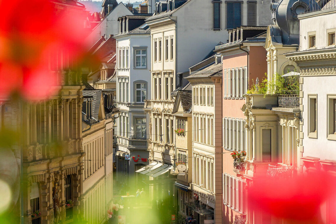 Vista della settimana del vino del Rheingau dal municipio